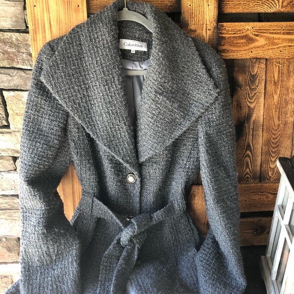 Calvin Klein Jackets & Blazers - Calvin Klein Gray Coat with Belt to Tie, Beauty!!!